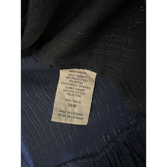 Maya Brooke Crinkle Sequin Lace Open Front Blazer Jacket Women 14W Navy Blue NWT - Picture 4 of 16